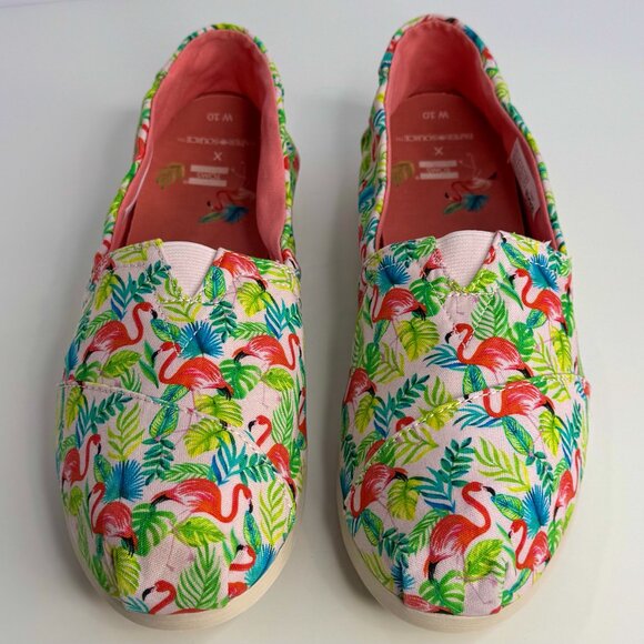 Women's 10 Toms X Paper Source Alpargata Flamingo Canvas Loafers - Picture 8 of 8